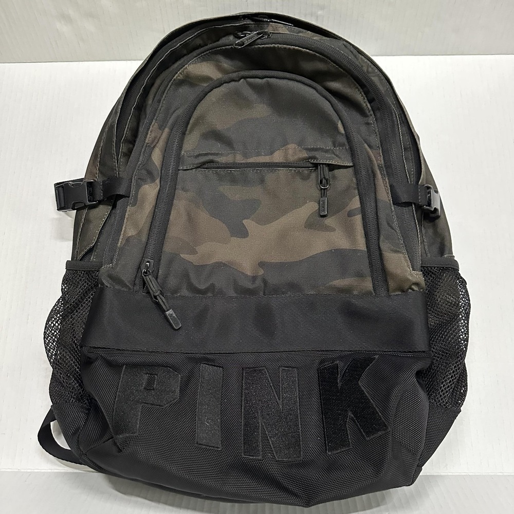 PINK Green Camo 17" Backpack Soft Case Women School Bag Mesh Bottle Pockets